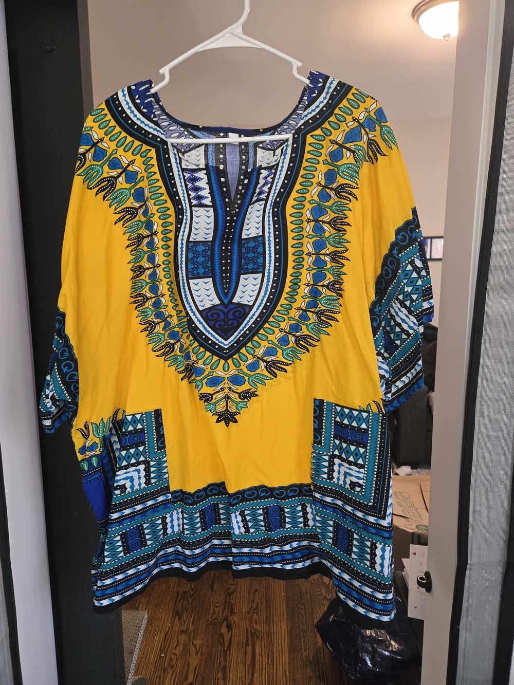 Yellow & Blue Dashiki Print Women's Top